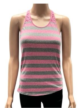 Derek Heart - EC - Pink and Gray Striped Tank Top
